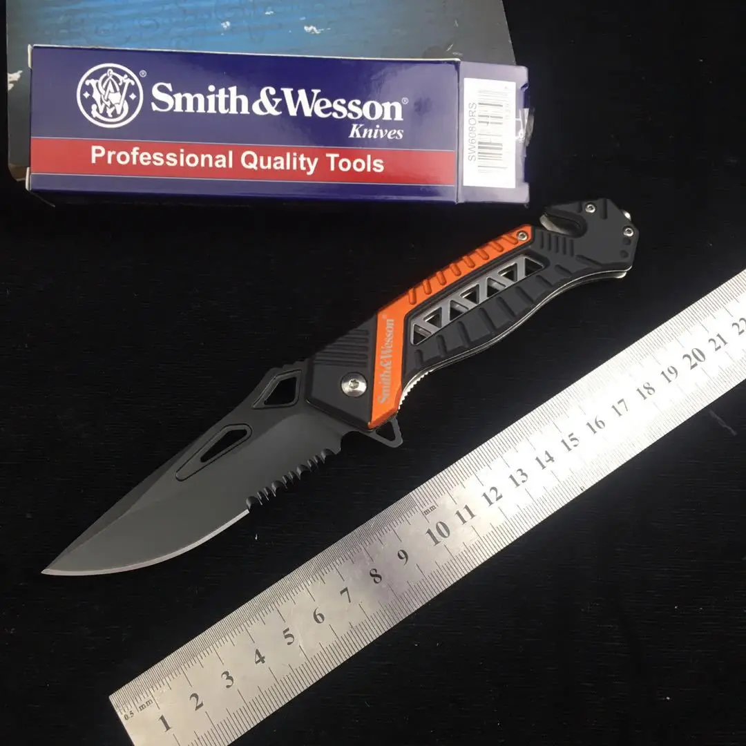 

SmithWesson Outdoor Folding Knife Carry-on Defensive Wilderness Survival Tactical Saber Open Country Folding edc Fruit knives