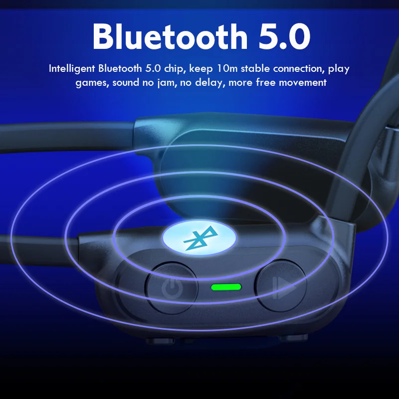 

VOULAO Bone Conduction Headphones Bluetooth wireless Sports Earphones IP56 Headset Stereo Hands-free with microphone For Running