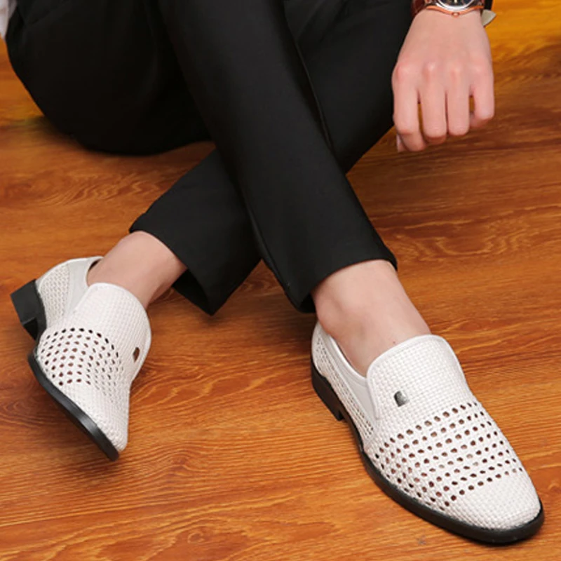 Мужские кожаные сандалии летняя повседневная обувь мужские слипоны фальшивые