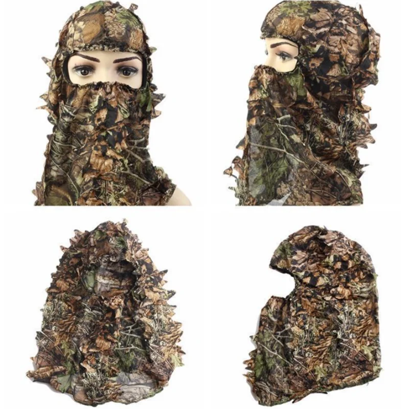 

Camouflage Maple Leafy 3D Face Mask Suit Sniper Tactical CamouflageHood Hunting Fishing Headgear Camo Hat And gloves