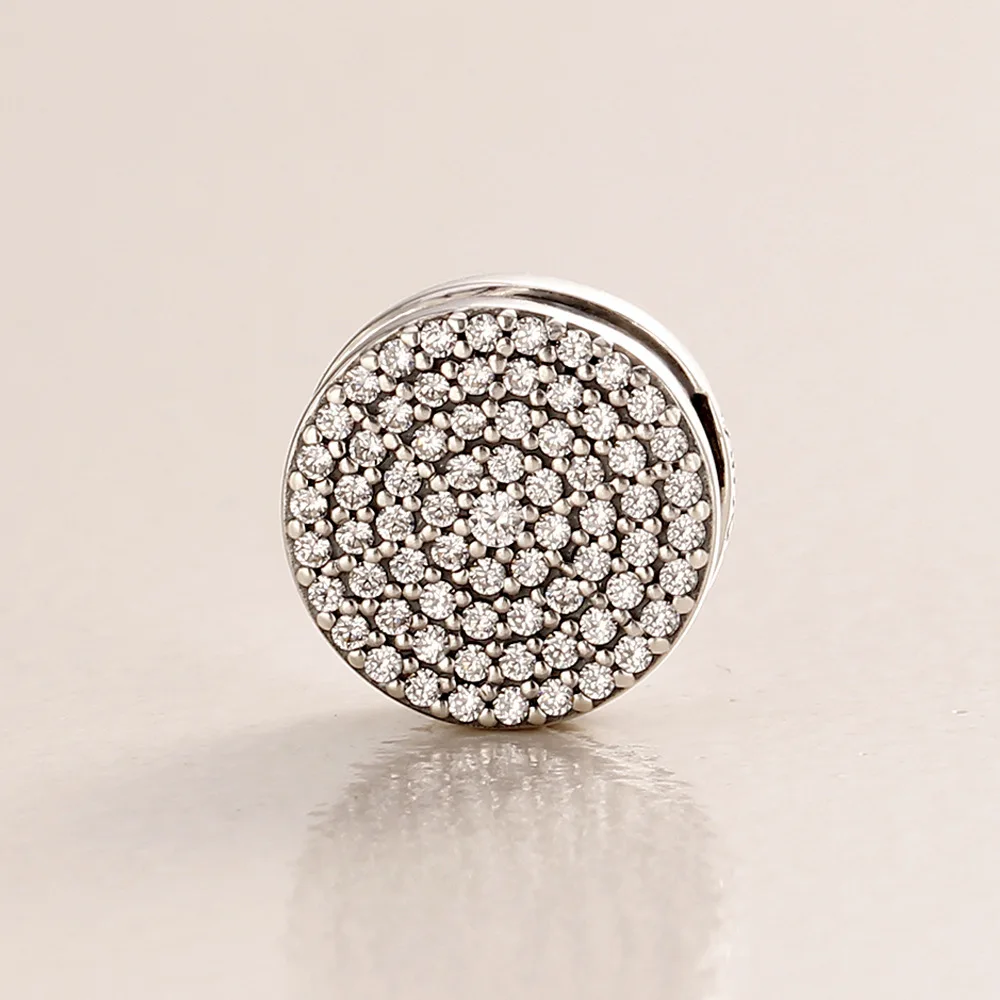 

Genuine 925 Sterling Silver Charm Reflexions Dazzling Elegance Clip With Crystal Beads Fit pan Bracelet & Bangle Jewelry