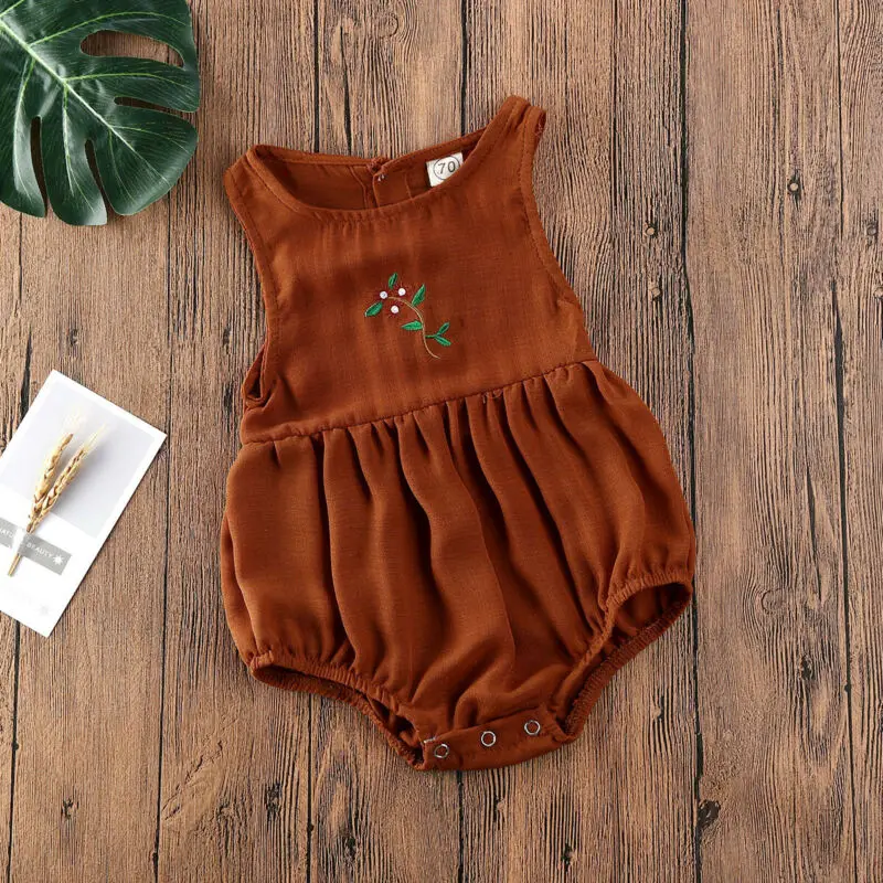 

SSTOCK Newborn Baby Girls Kid Party Solid O Neck Jumpsuit Romper Bodysuit Playsuits Outfits