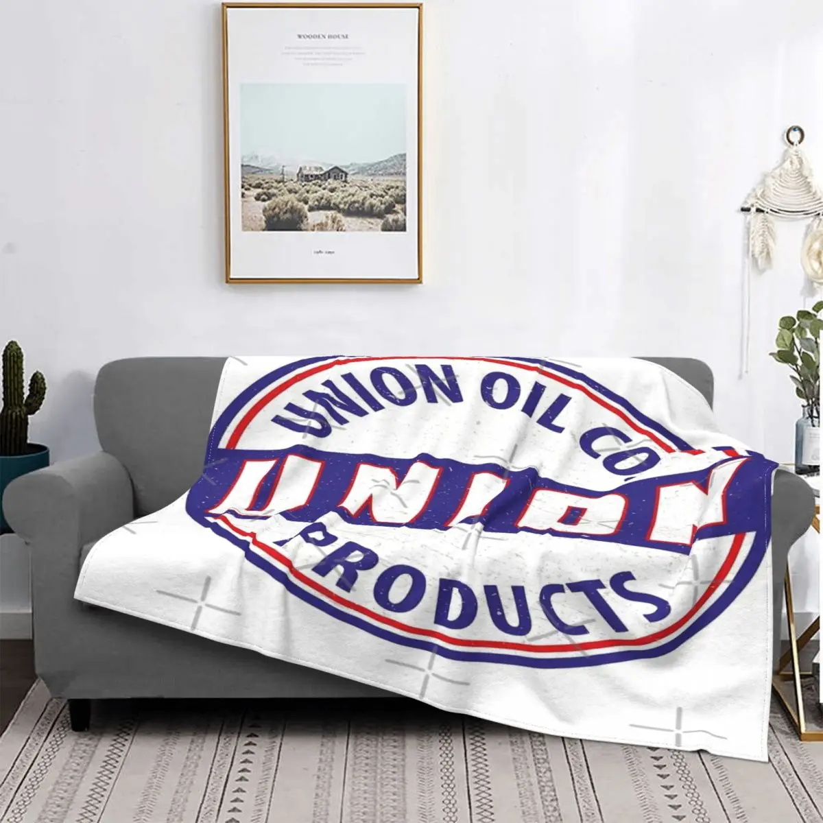 

Union Oil-Manta con signo de globo, colcha a cuadros para cama, sofá, manta para Picnic, toalla de playa de lujo, 1930