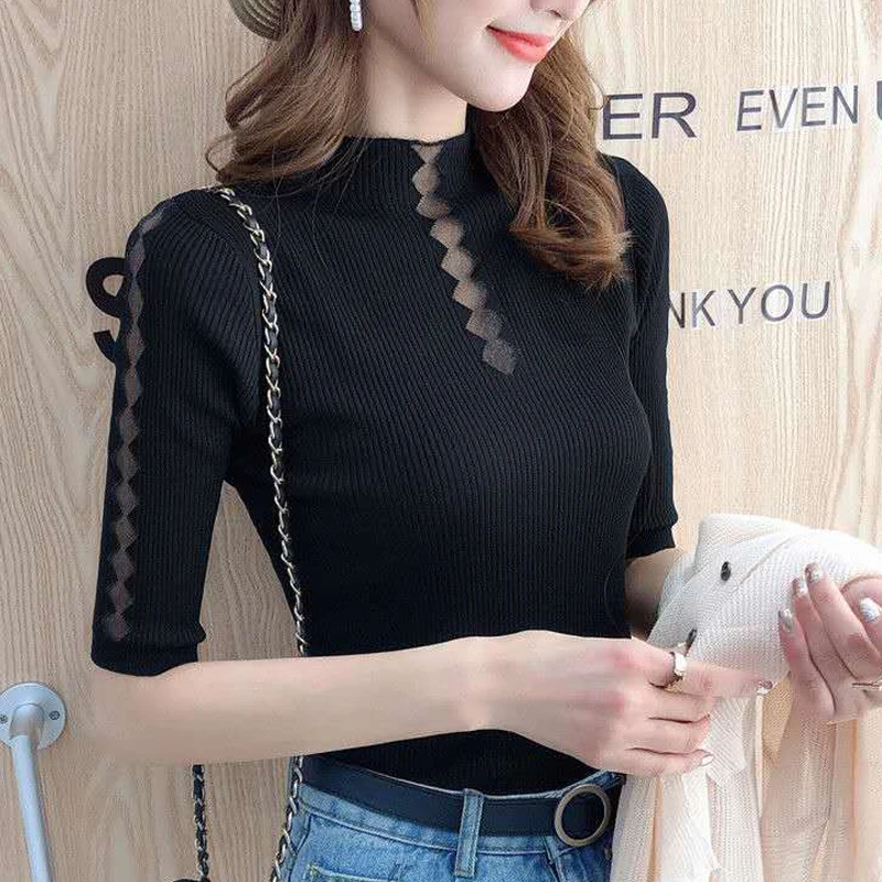 

Женская водолазка shintimes, трикотажная футболка с высоким воротником, женская одежда, топы, модные футболки для женщин