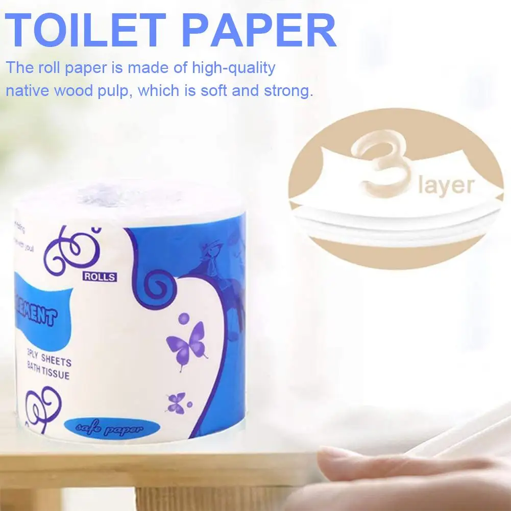 

Newest Bathroom Kitchen Toilet Tissue Paper Degradable Roll Paper for Workshop Restaurant White support dropshipping