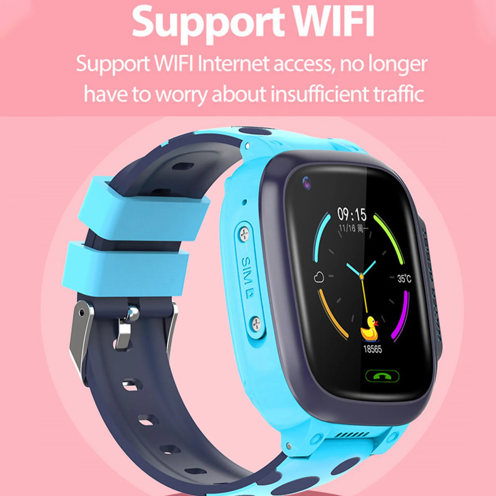 - 4G + GPS + Wi-Fi + LBS -  SOS  connect tee Kid fashion Z4