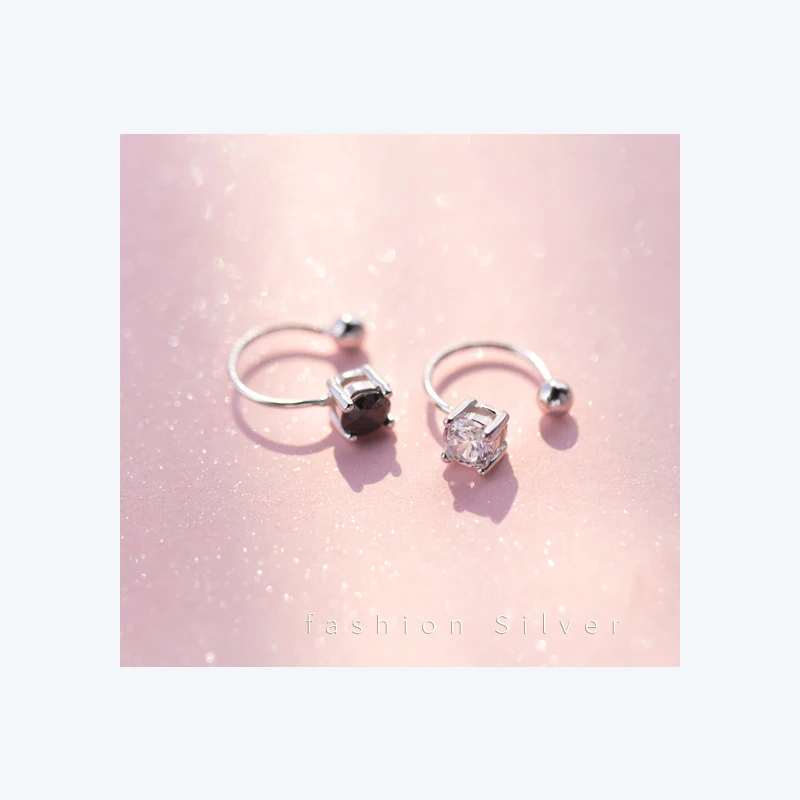 Colusiwei сверкающий чистый CZ корейский клип серьги простые геометрические 925 пробы