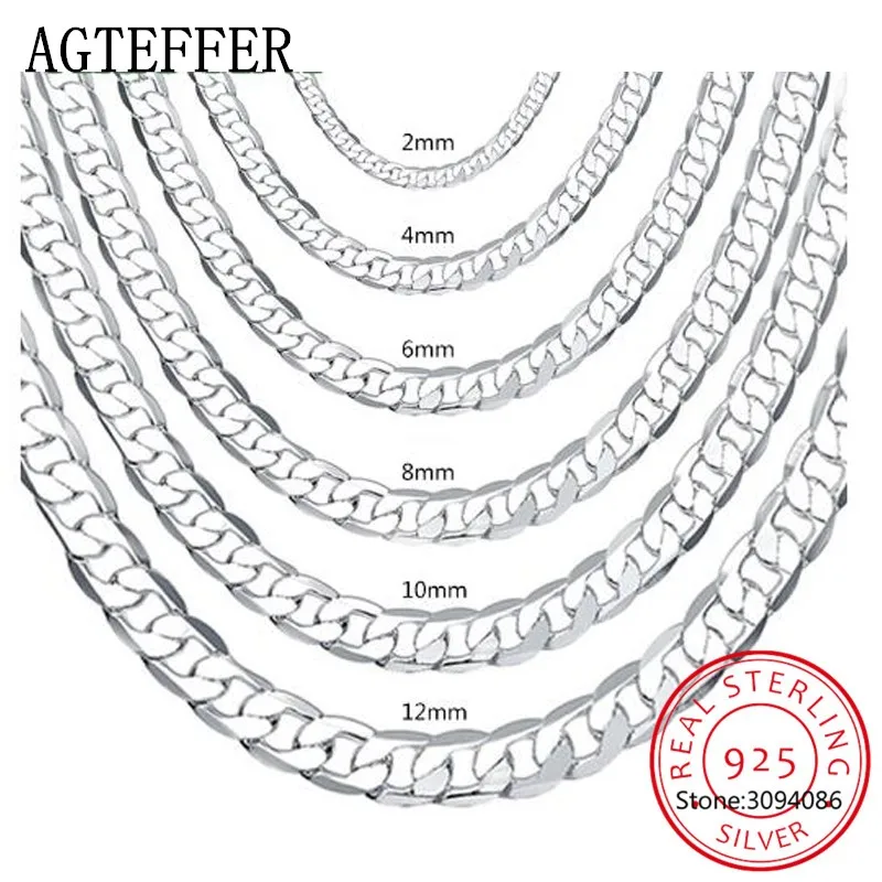 

AGTEFFER Men's 925 Sterling Silver Italian Cuban Curb Chain Necklaces for Men Women Solid Silver Figaro Chain Layering Necklace