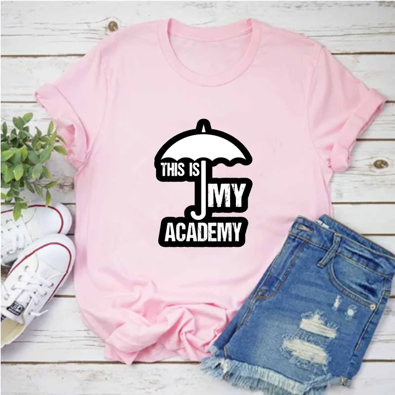 

Mayos Umbrella Academy футболка Для женщин короткий рукав Harajuku футболка уличная одежда с забавным рисунком сверху