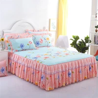 flower pattern polyester lace bed skirt bedclothes sheet queen king bedding bedspread home romantic wedding bed decor