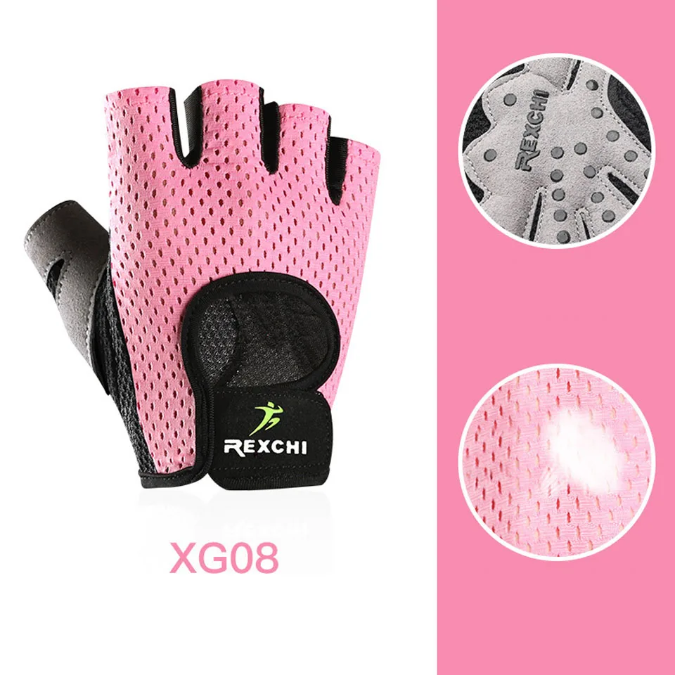 XG08 Pink Спортивная Тяжелая атлетика для занятий йогой для мужчин/wo мужские фитнес-перчатки бодибилдинг, тренировка, дышащие Нескользящие перчатки с половинным пальцем - Цвет: XG08 Pink