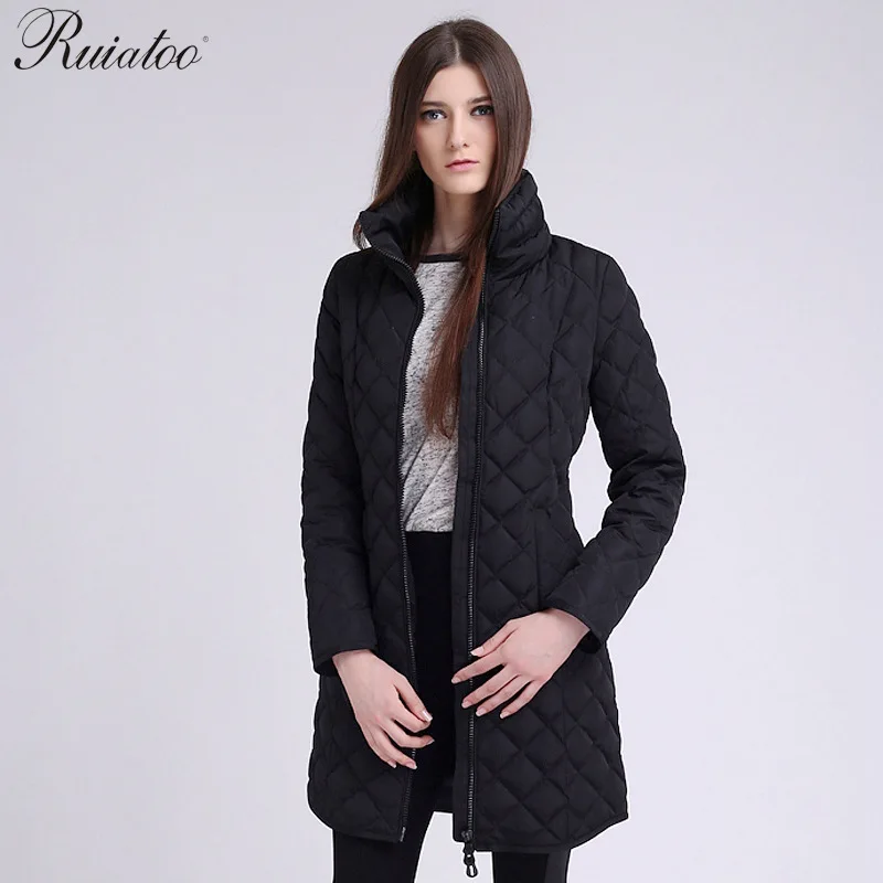 Европейский и американский минималистичный женский пуховик средней длины со