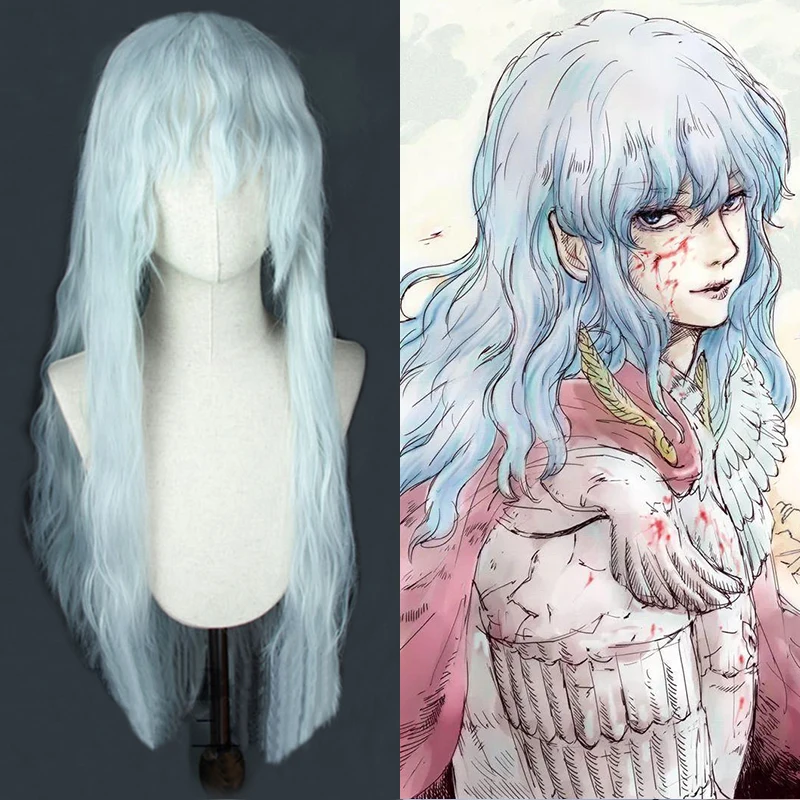 

Berserk Griffith Silver White Wavy 70cm Long Cosplay Heat Resistant Synthetic Hair Halloween Party Carnival + Free Wig Cap