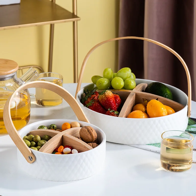 

Fruit basket with handle, ceramic snack, candy box, dining room and living room, melon seed and nut box