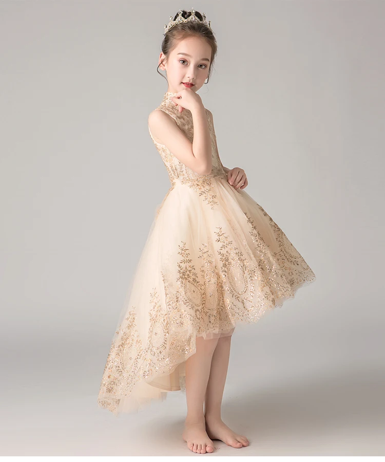 Children's Princess Dress Kids Wedding Flower Girl Evening Clothes Golden Sequins Party Baby Baptism Pageant Gown | Детская одежда