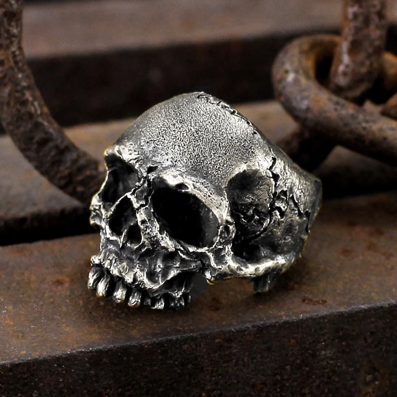 

EYHIMD Vintage Punk 316L Rugged Skull Stainless Steel Rings Men's Fashion Party Biker Jewelry