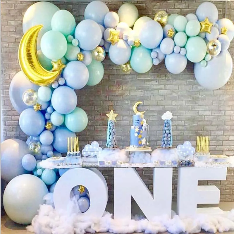 

Macaron blue theme balloon chain set birthday party wedding scene decoration decoration balloon combination