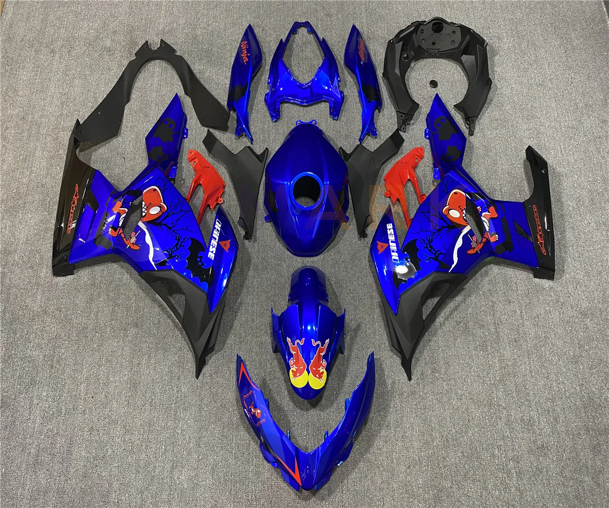 

For Kawasaki Ninja 400 NINJA400 EX400 2018 2019 2020 18 19 20 Motorcycle ABS Injection Body Protection Blue Cartoon Fairing Kit