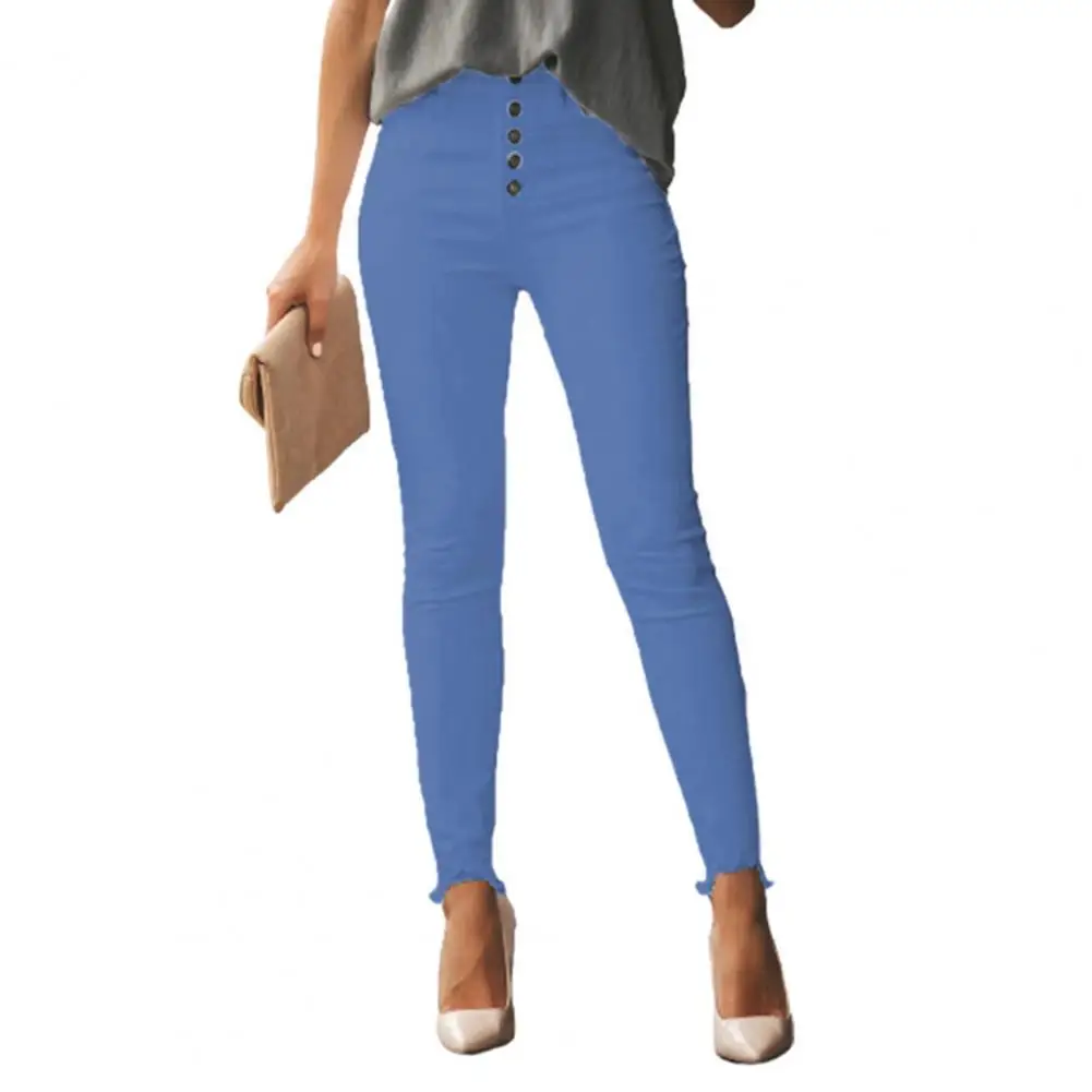 

High Waist Pockets Women Pants Bottoms Solid Color Stretchy Pencil Pants for Daily Wear Pencil Pants xxxl Women's Clothing