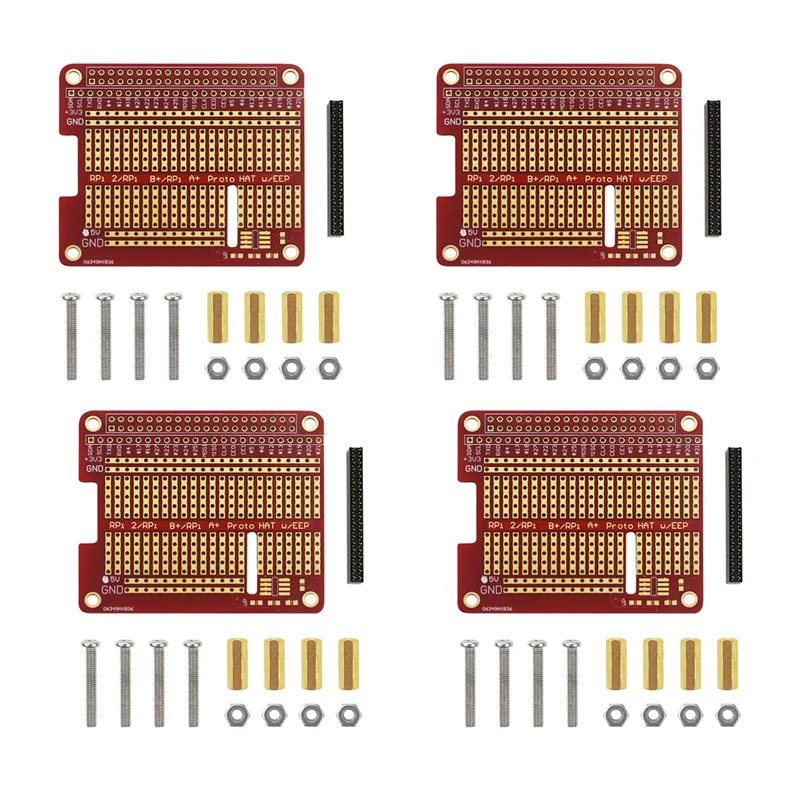 

4Pcs GPIO Breakout DIY Breadboard PCB Shield Red Expansion Board Kit Compatible for Raspberry Pi 4 3 2 B+ A+