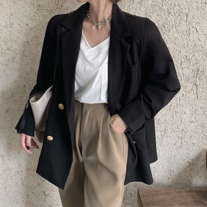 Женский офисный пиджак черный дизайнерский Блейзер оверсайз весна-осень 2021 |