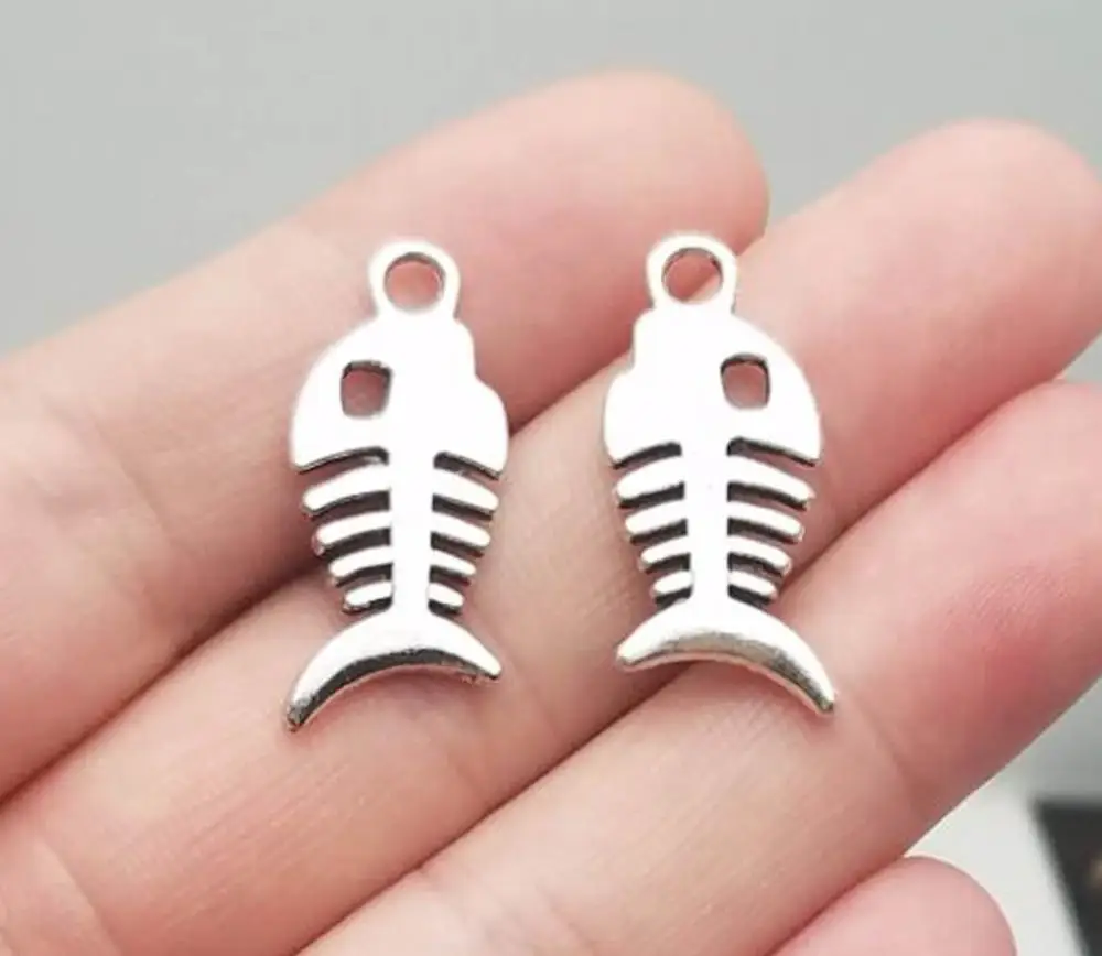 

20pcs/lot--27x12mm, bone cham,Antique silver plated Fishbone charms,DIY supplies, Jewelry accessories
