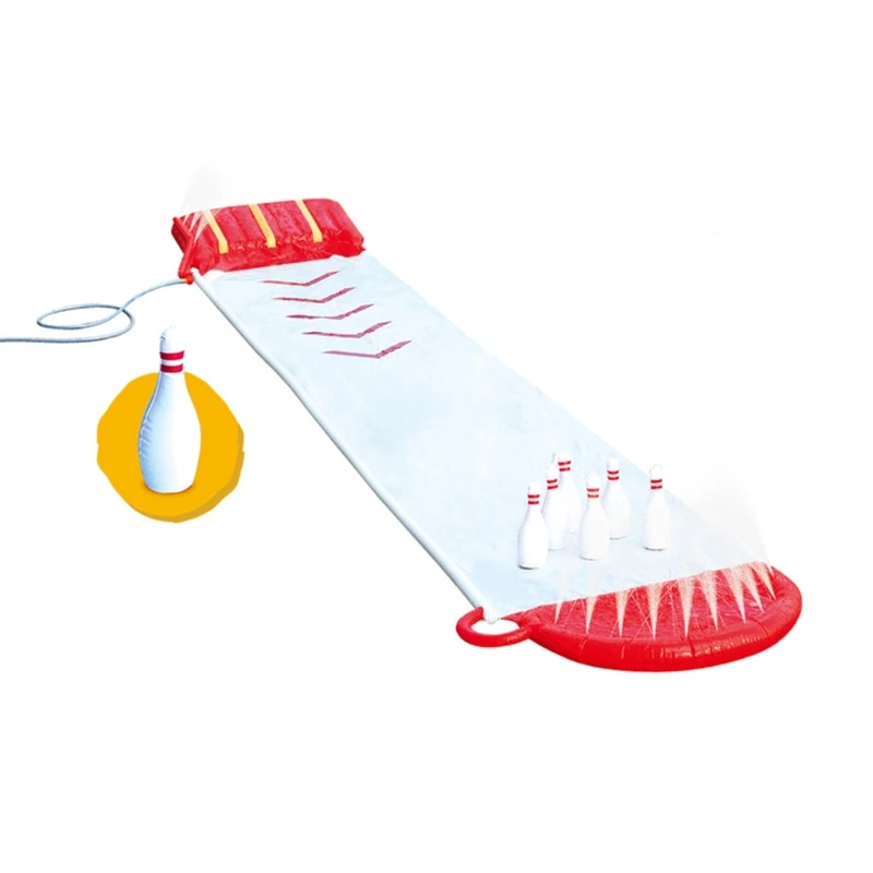 

Q9QB 4.9x0.75m Lawn Water Slide Interactive Family Game with Sprinkler Bowling Toy Summer Gift Garden Backyard Water Play Toy