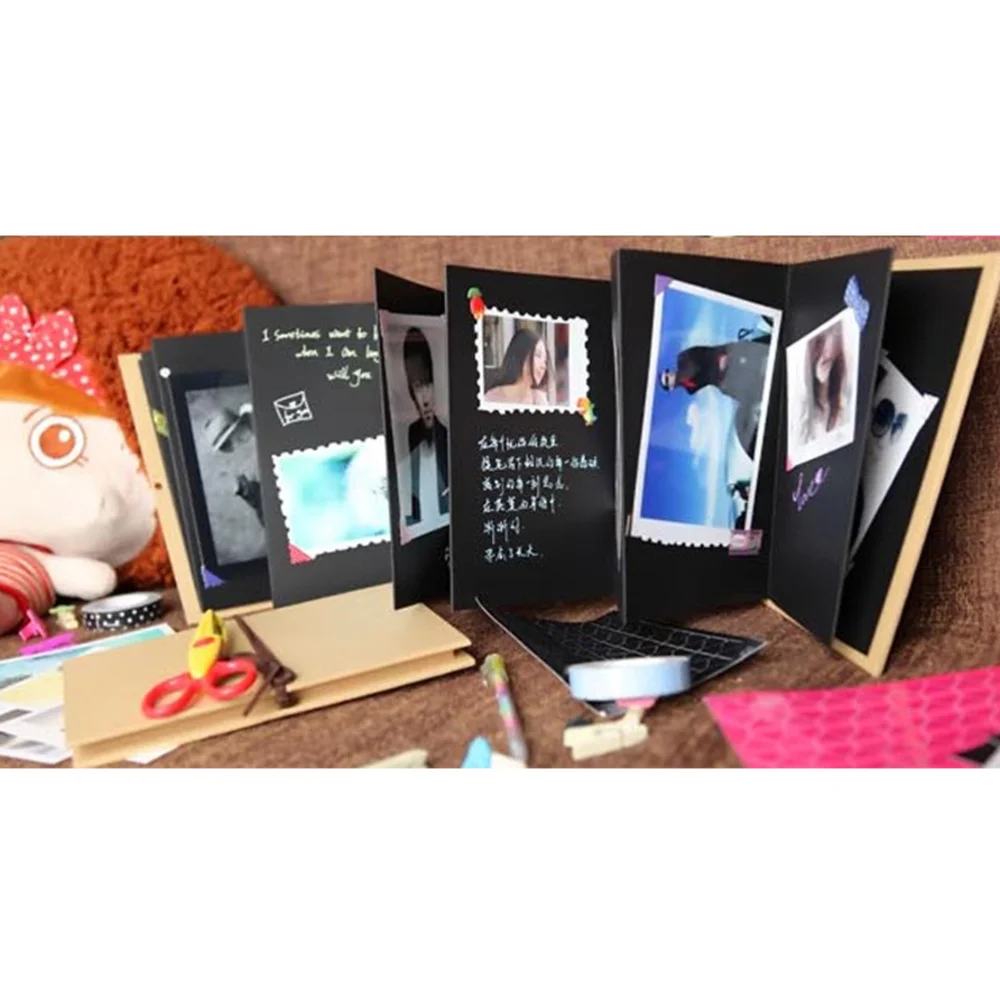 

21x14.5cm Albums Black Felt Cover Balloon Pattern DIY Vintage Photo Albums Home Decoration Birthday Gift