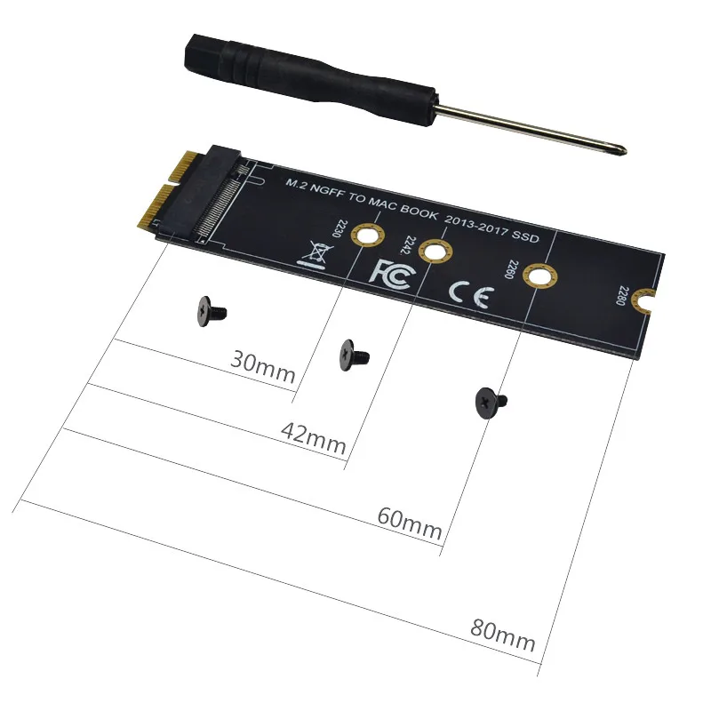 M key M.2 PCIe AHCI SSD адаптер для 2013 2014 2015 2017 MACBOOK Air A1465 A1466 Pro A1398 A1502 A1419 поддержка 2230 2280