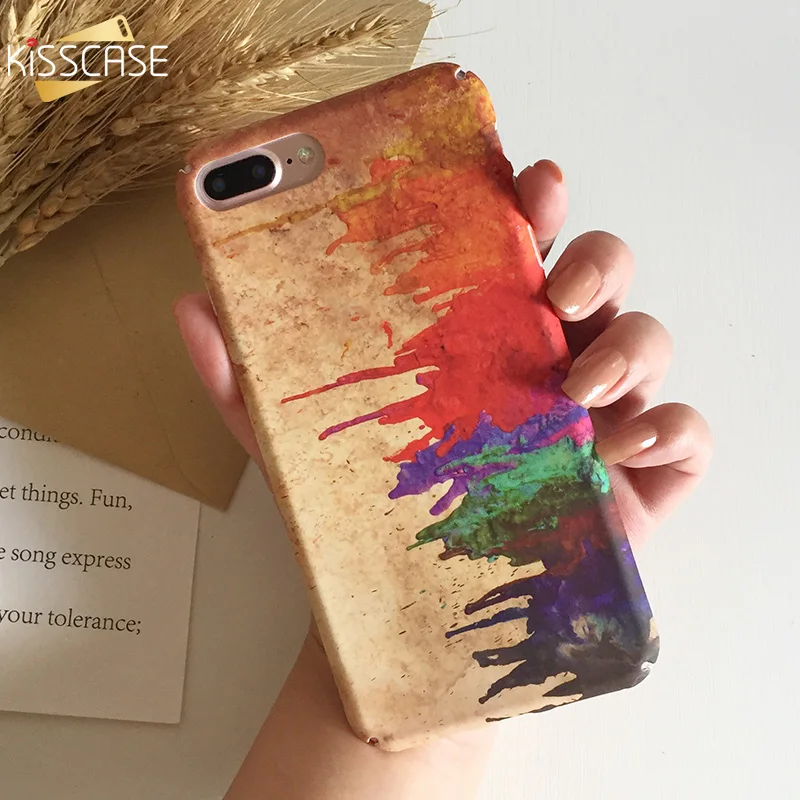 KISSCASE чехол с масляной росписью для iPhone XS MAX XR X 7Plus 8Plus 6 6s Plus Жесткий ПК телефон 7 8 Funda