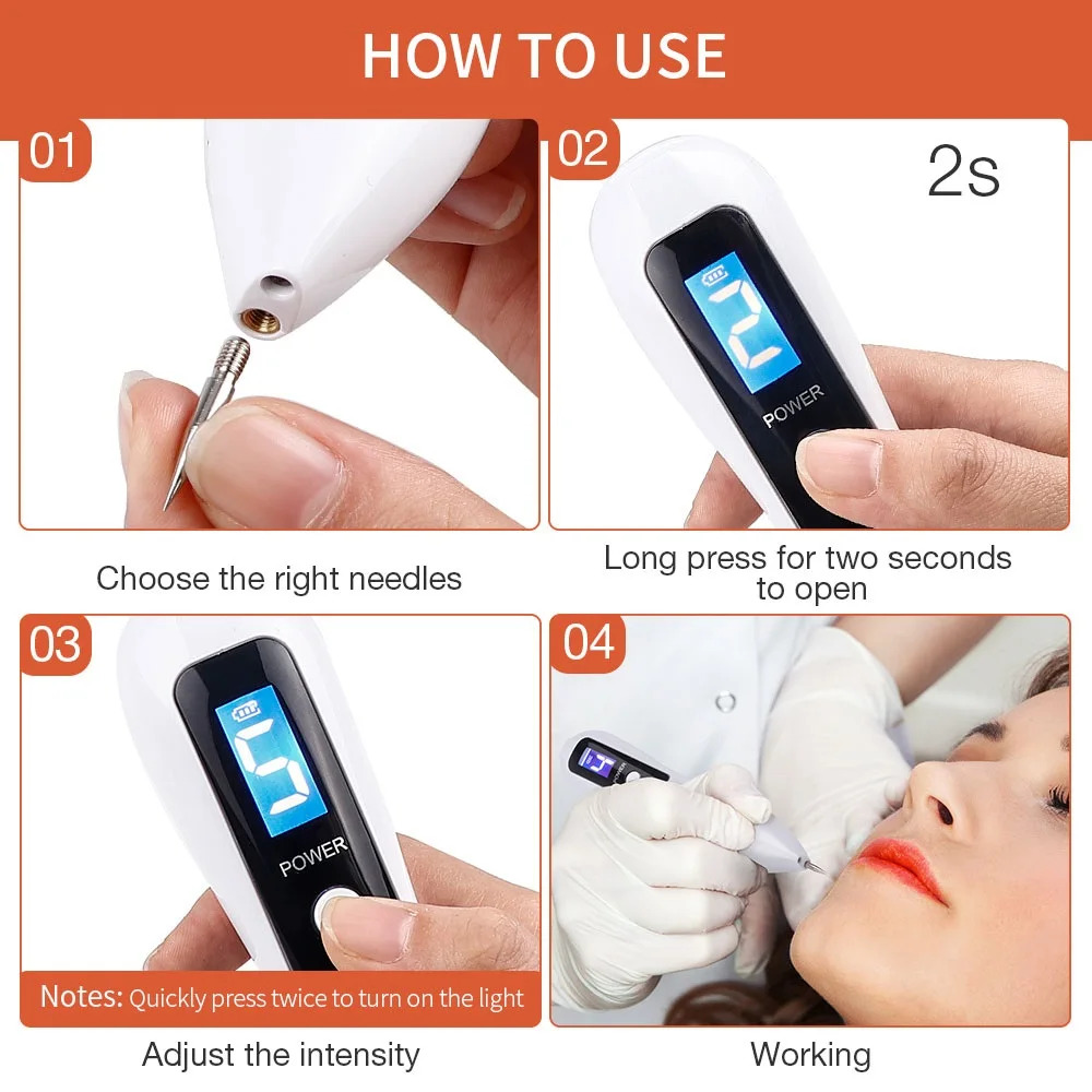 

new 9 Level LCD Face Skin Dark Spot Remover Mole Tattoo Removal Laser Plasma Pen Wart Beauty Care2021