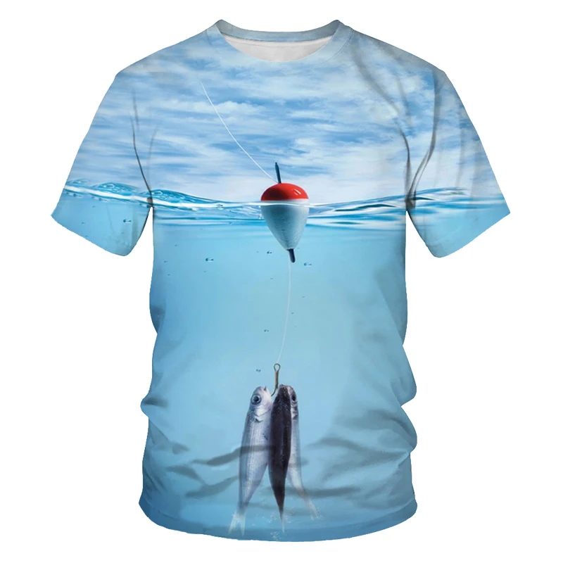 

Summer men's 3DT shirts, men's comfortable and breathable T-shirts with plain printing patterns, fishes of the deep sea world