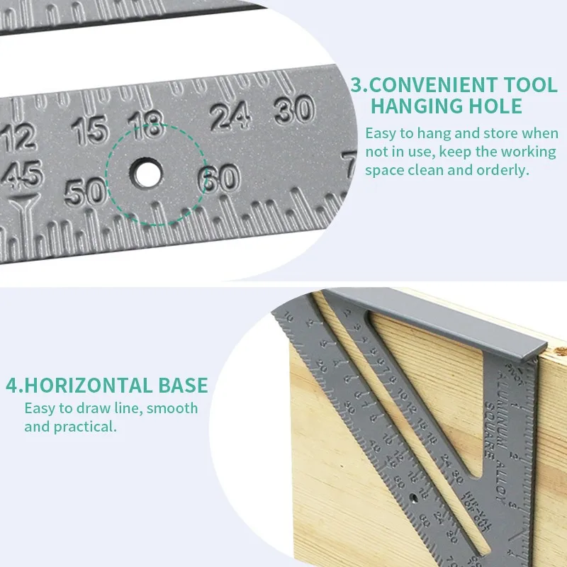 

7inch Triangle Ruler 90 degree Square Ruler Woodworking Measurement Tool Carpenter Square Tool Angle Protractor 1Pcs