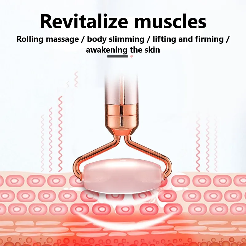 Электрический нефритовый ролик 2 в 1 натуральный розовый кварц вибрирующий