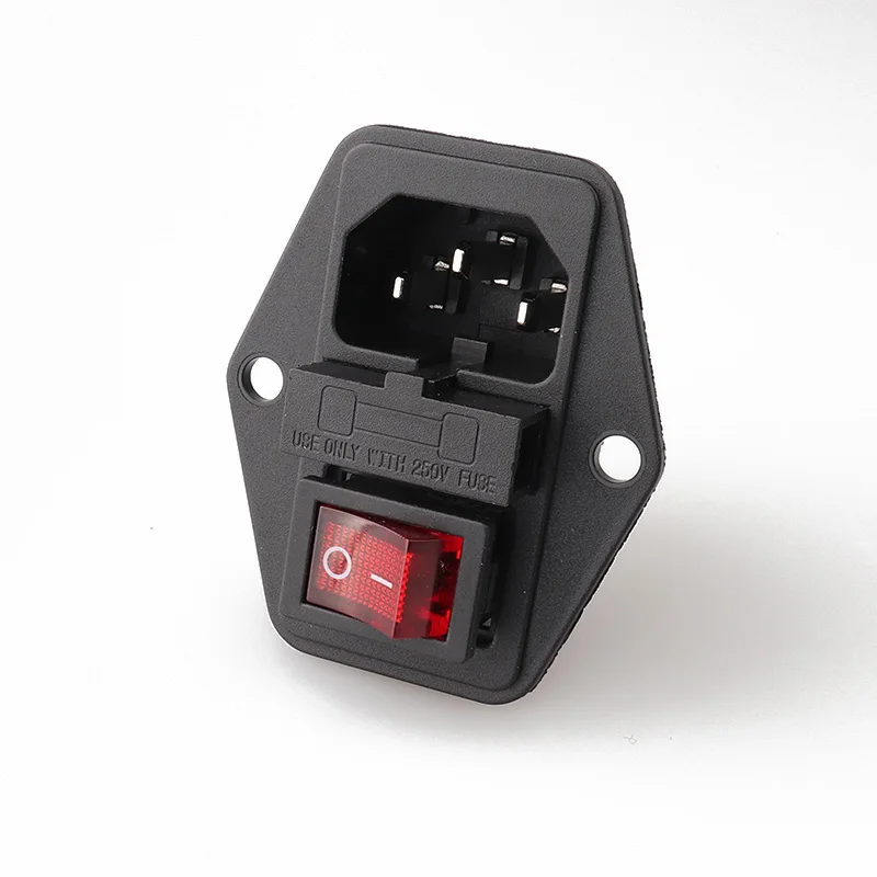 LZ 14 F5 10А 250В выключатель питания 3pin AC Розетка с красным тройным клавишным