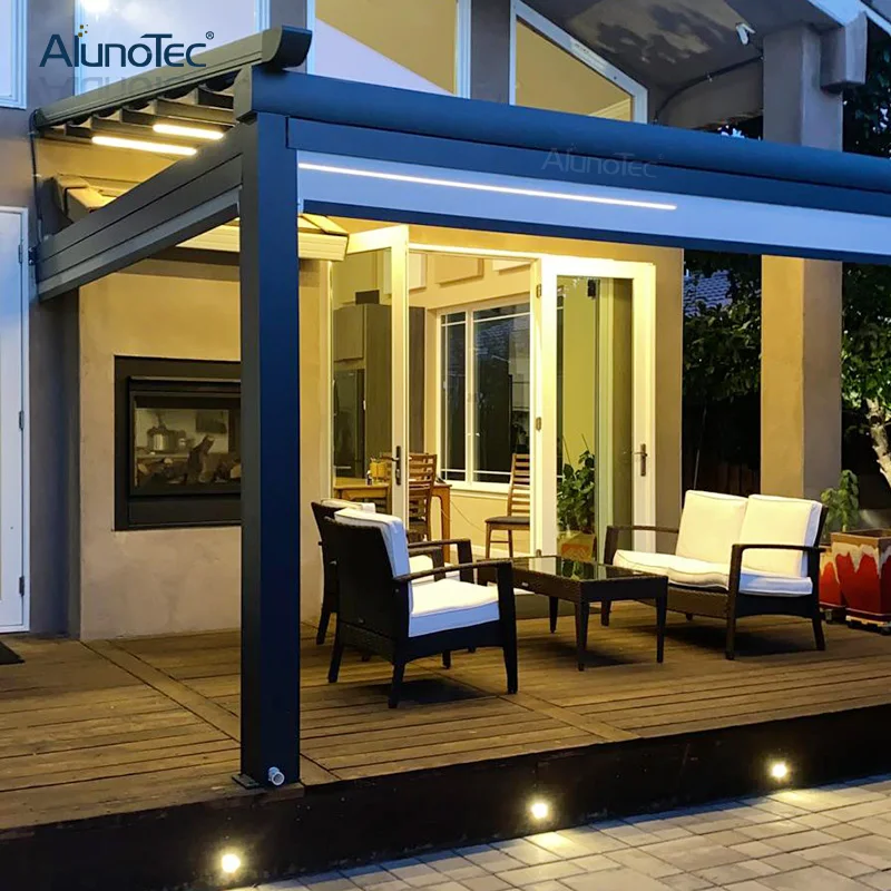 Отдельно стоящий выдвижной тент чехол для патио с шестью постами ширина 9 м х 3