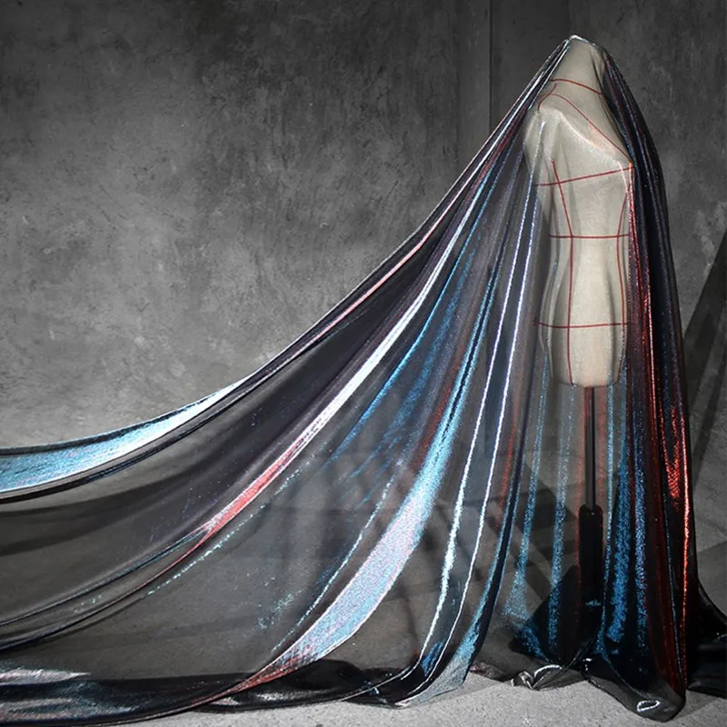 

Laser Symphony Hollow Fabric Net gauze material Textured mesh gown Discoloration perspective Designer fabrics Illuminant