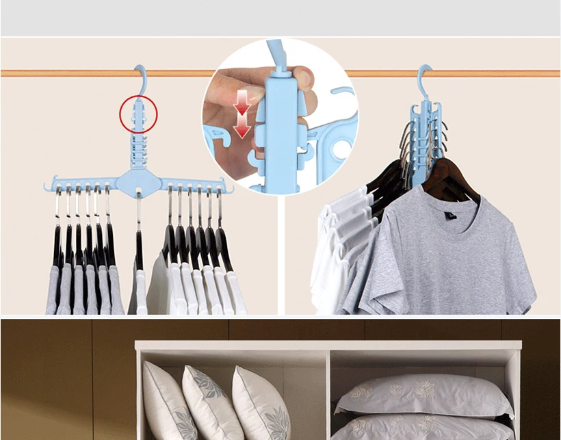 Advanced Design Save Space Hanger Cabinet Clothes Organizer Foldable Windproof Rotatable Household Hook Tie Storage Strong