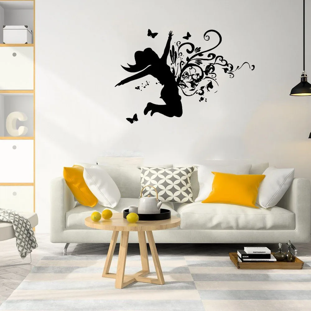 Hip-Hop Dancer  Wall Sticker Dancing Girl Silhouette Wall Decal For Gym Ballet Dance Studio Vinyl Mural Art DW8116