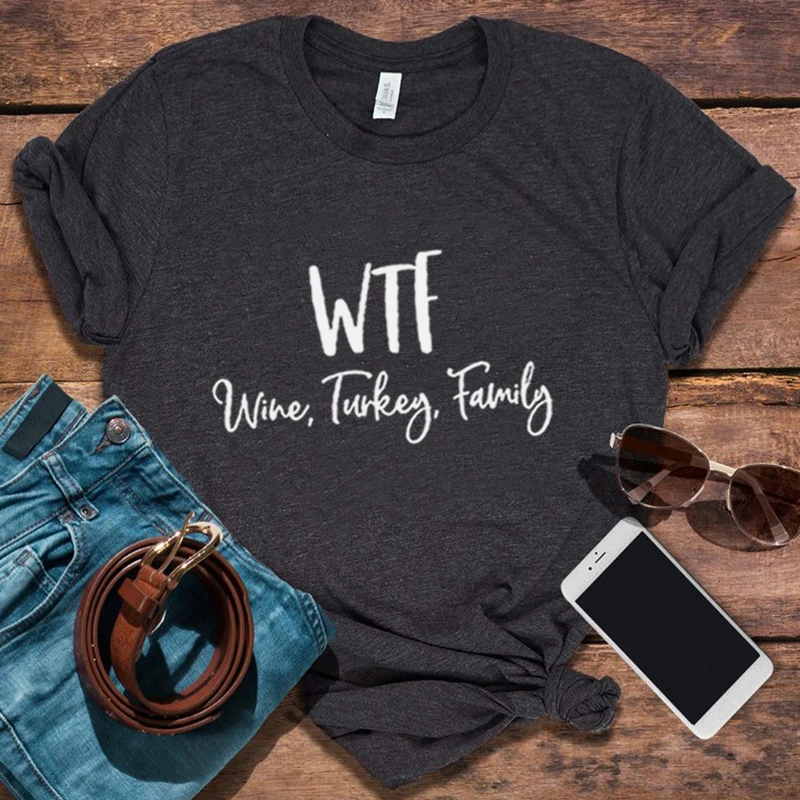 

Thanksgiving Shirt Wine Turkey Family Tshirt Thanksgiving Food Tops Women Thanksgiving Dinner Clothes 100% Cotton XL