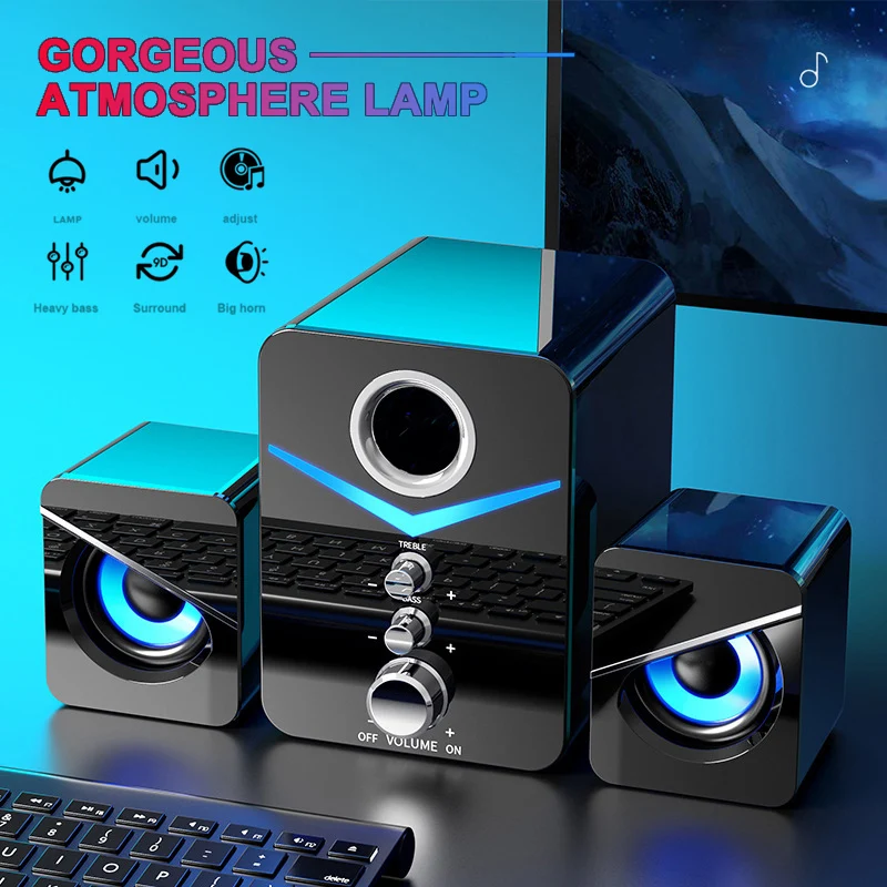 

USB Wired Computer Speakers Surround Bass Stereo Portable Speaker Subwoofer For PC Laptop Notebook Not Bluetooth Speaker