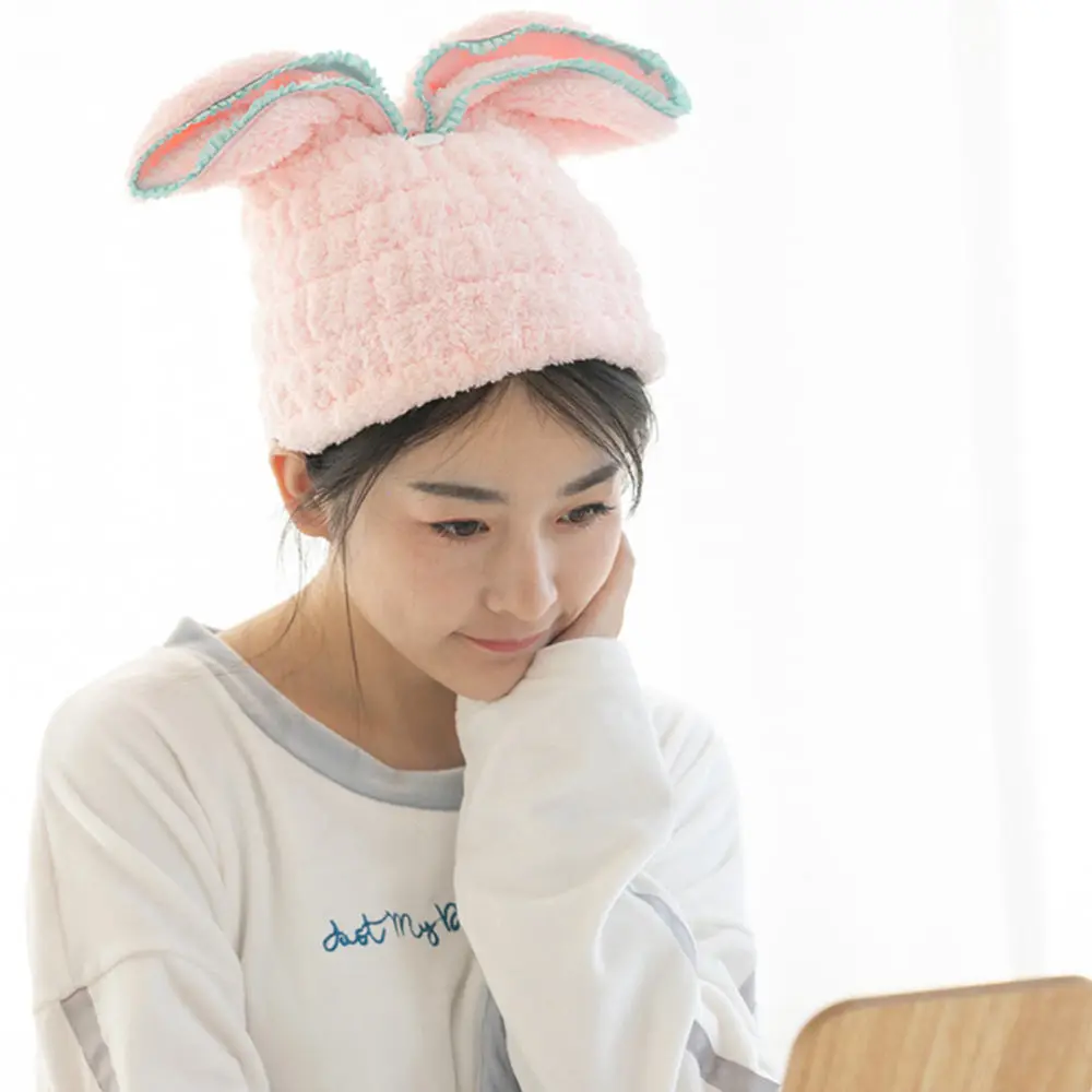 

1Pc Adorable Hair Drying Cap Water Quick Absorbent Hair Cap Shower Cap