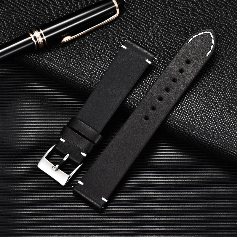 

Quick Release Leather Watch Straps 18mm 20mm 22mm 24mm Watchbands Calfskin Soft Matte Leather Bracelet for Smartwatch Band