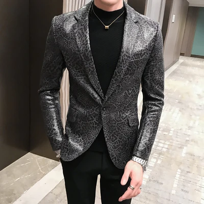 Мужская кожаная куртка приталенный Блейзер сценические костюмы пальто для