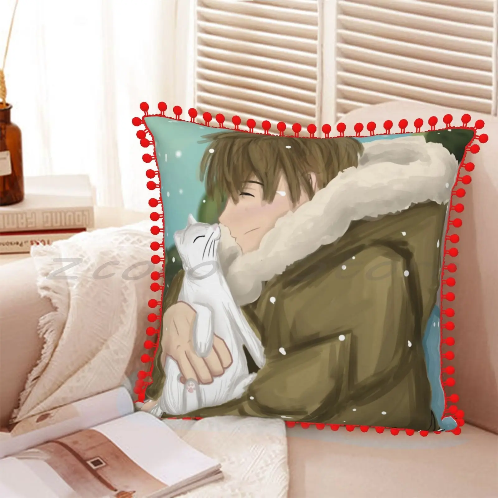Makoto Tachibana-Season 2 Eternal Summer [ Redrawn Version ] Print Customize Pattern Flax Plush Velvet Fabric Pillow Case | Дом и сад