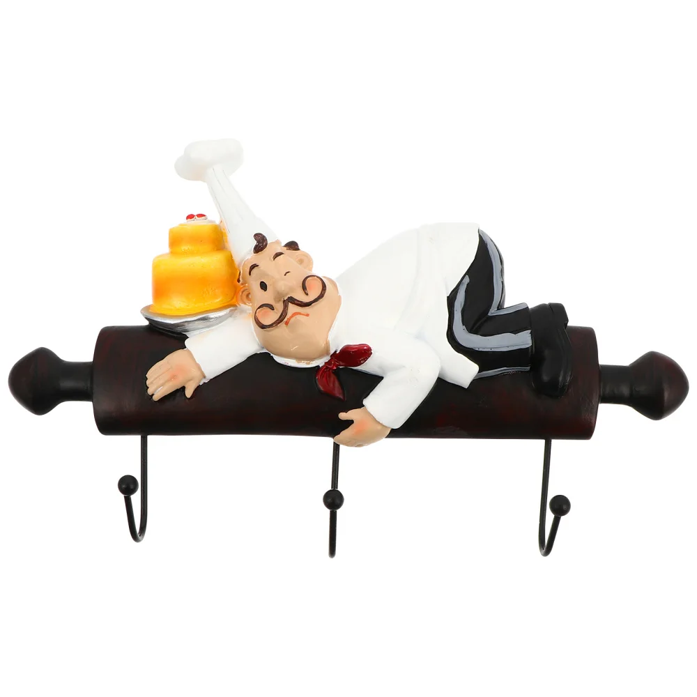 

1 Pc Wall-Mounted Kitchen Hooks Punch Free Hooks Cartoon Chef Design Hooks