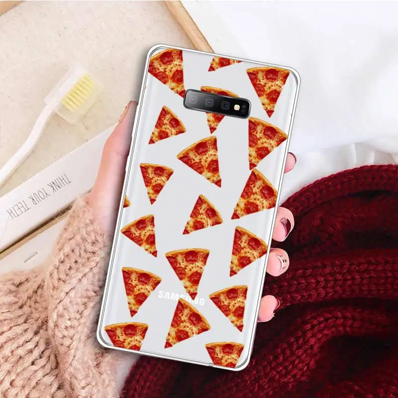 

Pizza hamburger tasty food Phone Case Transparent For Samsung Galaxy A 71 21s S note 8 9 10 plus 20 ultra