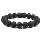 Браслет из лавового камня для женщин и мужчин, классический бирюзовый браслет для занятий йогой, черный белый цвет, бижутерия, 10 мм