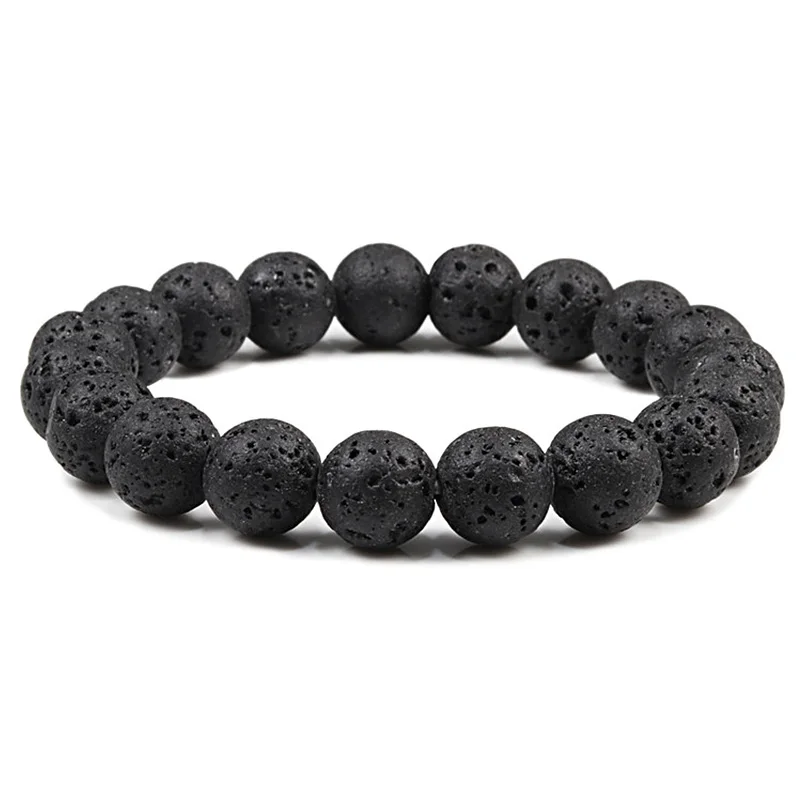 10 мм Классический Браслет Из лавового камня для женщин расстояние Йога черно