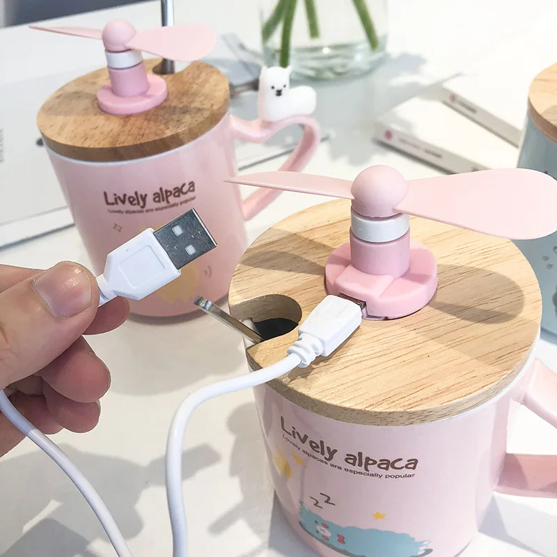 400 мл Милая овца кофейная кружка креативный USB вентилятор керамическая чашка
